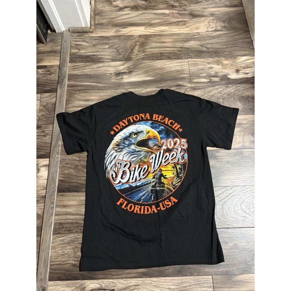 Daytona Beach Bike Week 2025 Size Large Short Sleeve Black T Shirt 710